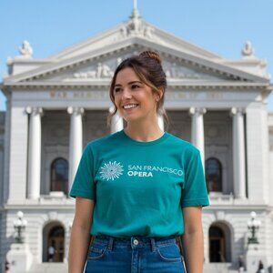 🎭 SAN FRANCISCO OPERA Teal Graphic Tee Minimalist M 🎭